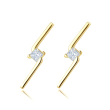 Lighting 14K Real Gold Plated 925 Silver Earring with CZ